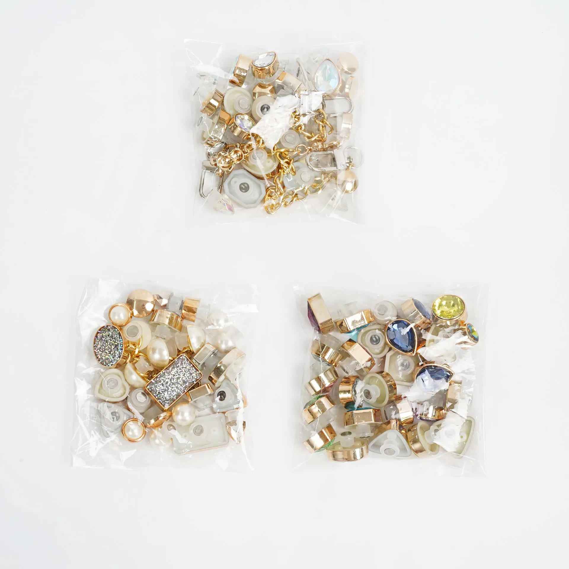 26pcs Shoe Charms Set with Metal Chain, Luxury Jewelry Decoration Charms Pack Bling Rhinestone Accessories