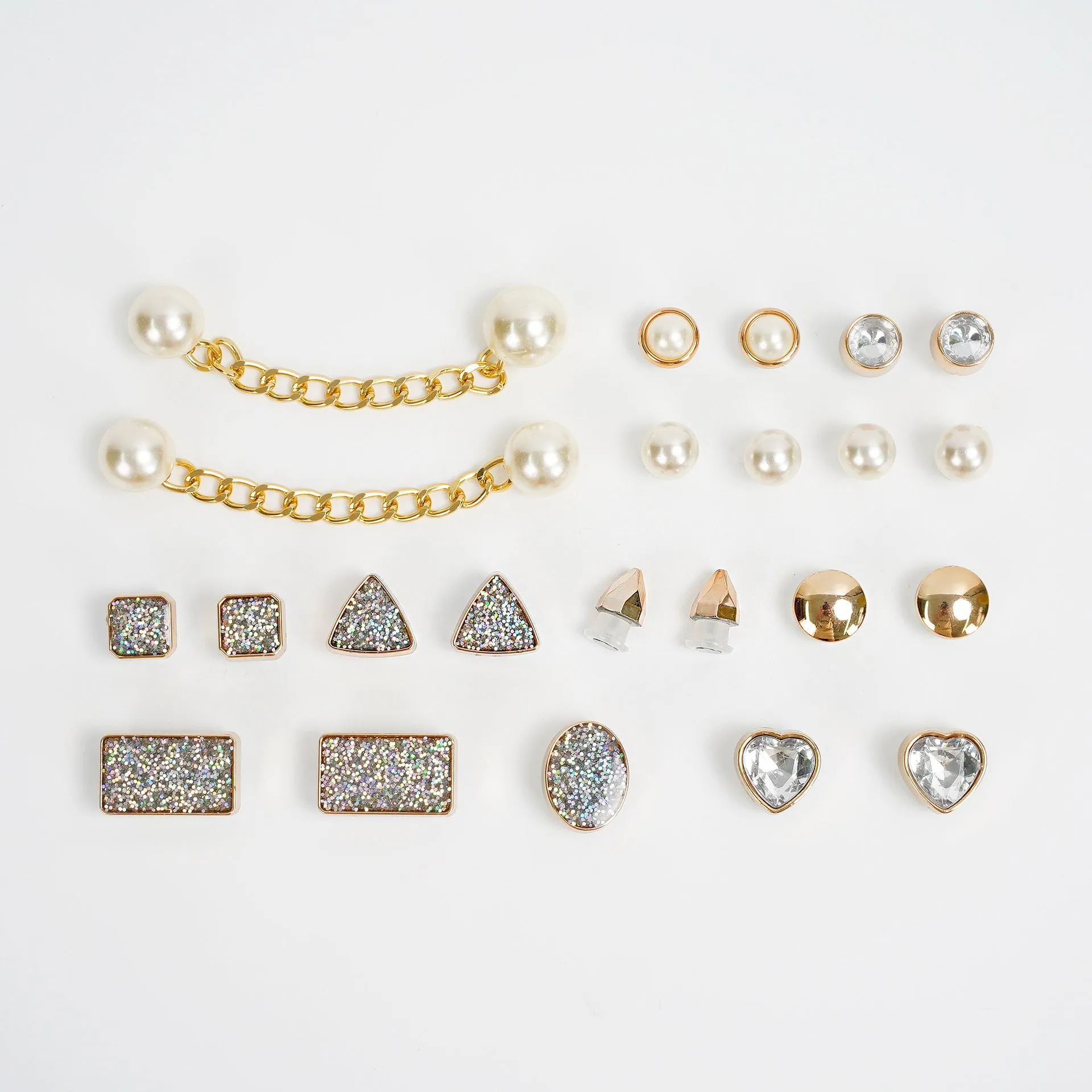 26pcs Shoe Charms Set with Metal Chain, Luxury Jewelry Decoration Charms Pack Bling Rhinestone Accessories