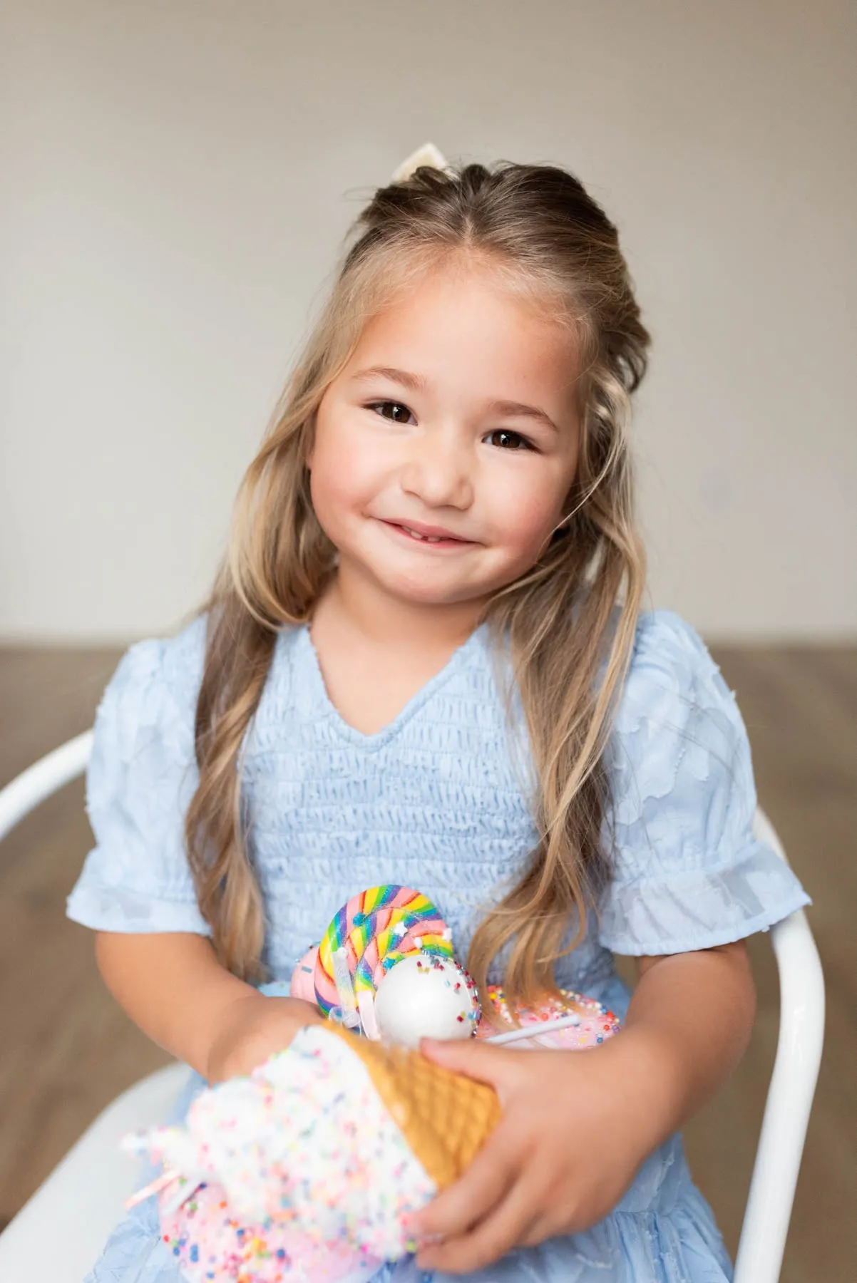 Audra Blue Floral Tiered Little Girl Dress