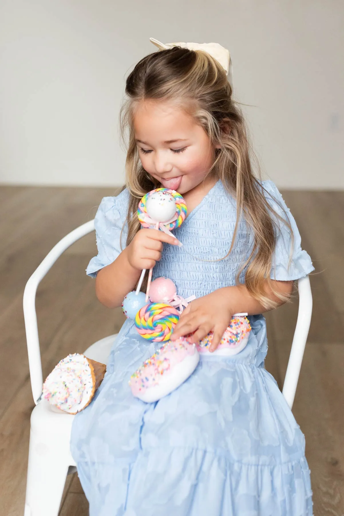 Audra Blue Floral Tiered Little Girl Dress