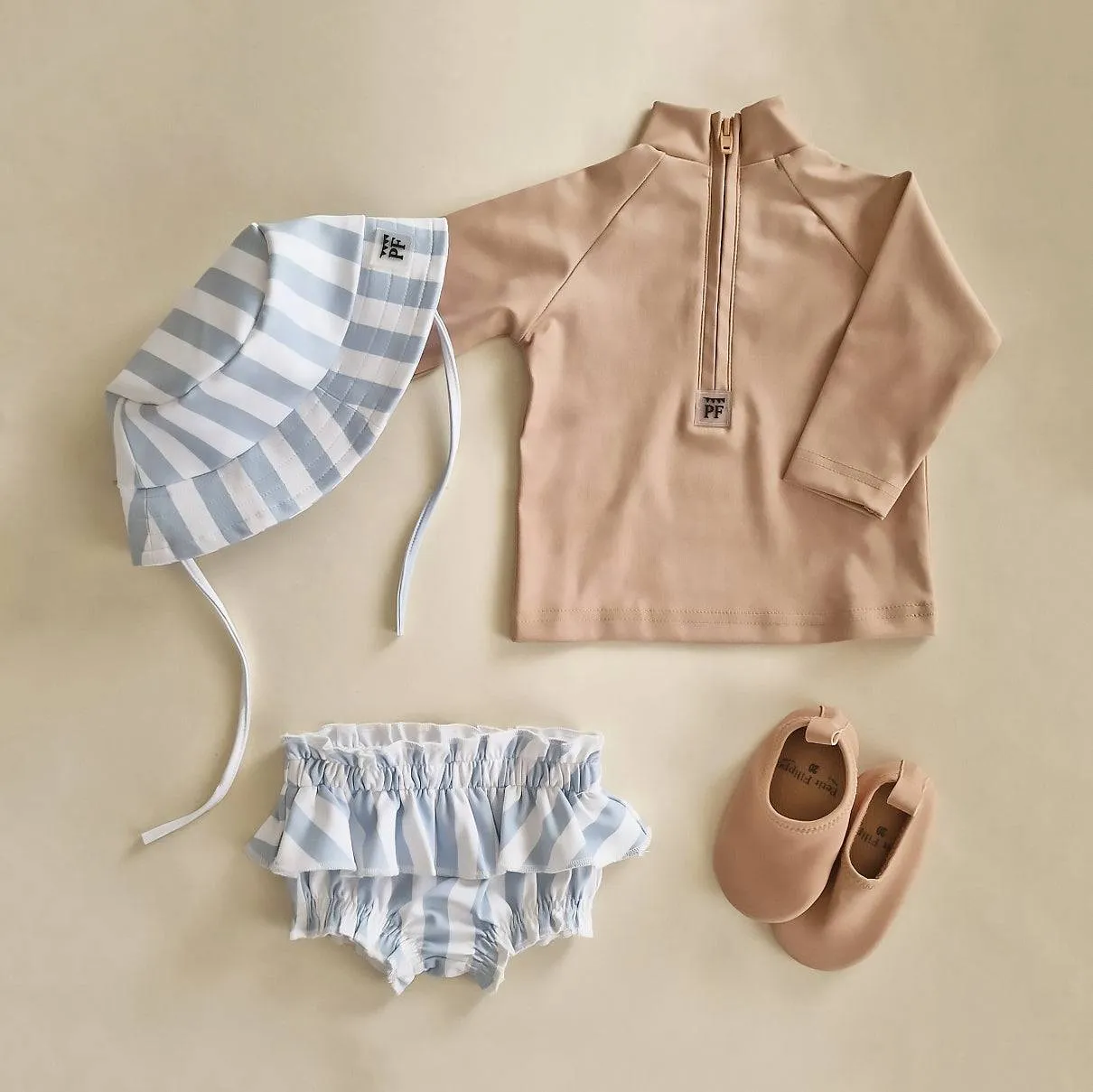 Baby Bikini Pants - UPF50  - Misty Blue Stripes