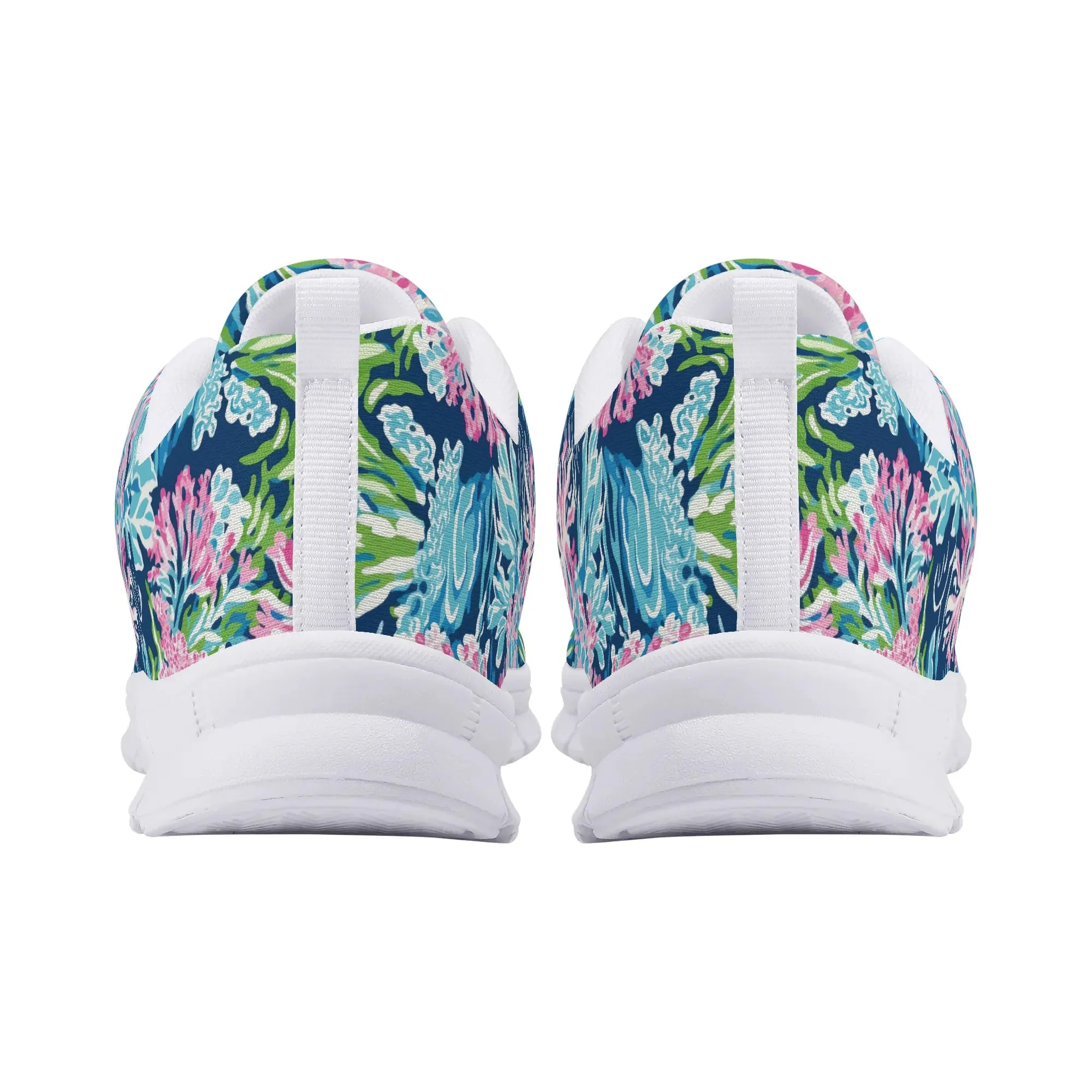 Blush Blossoms: Watercolor Water Garden Adorned with Pink Flowers Womens EVA Mesh Running Shoes US5-US12