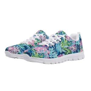 Blush Blossoms: Watercolor Water Garden Adorned with Pink Flowers Womens EVA Mesh Running Shoes US5-US12