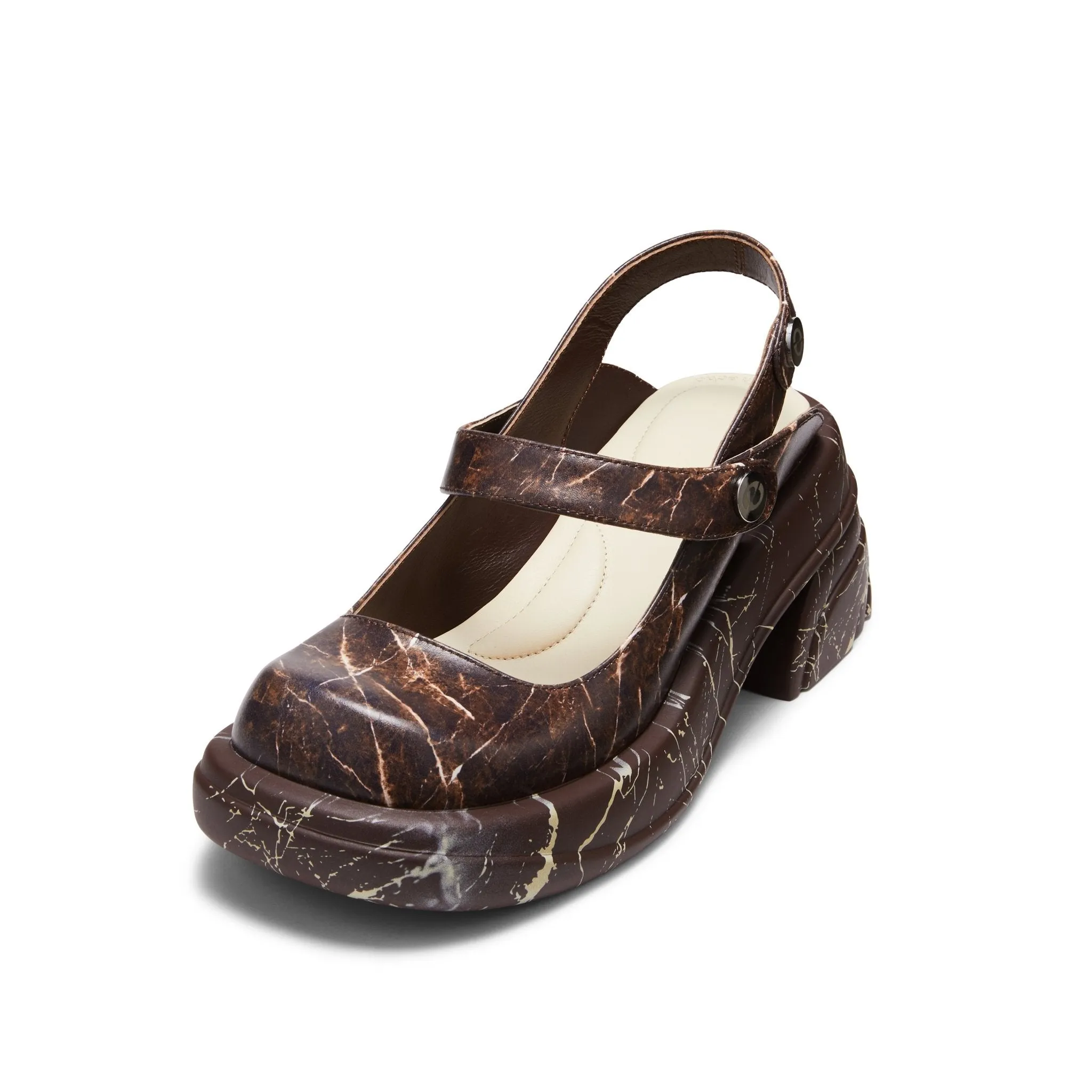Brown Round Toe Heels Mary Jane