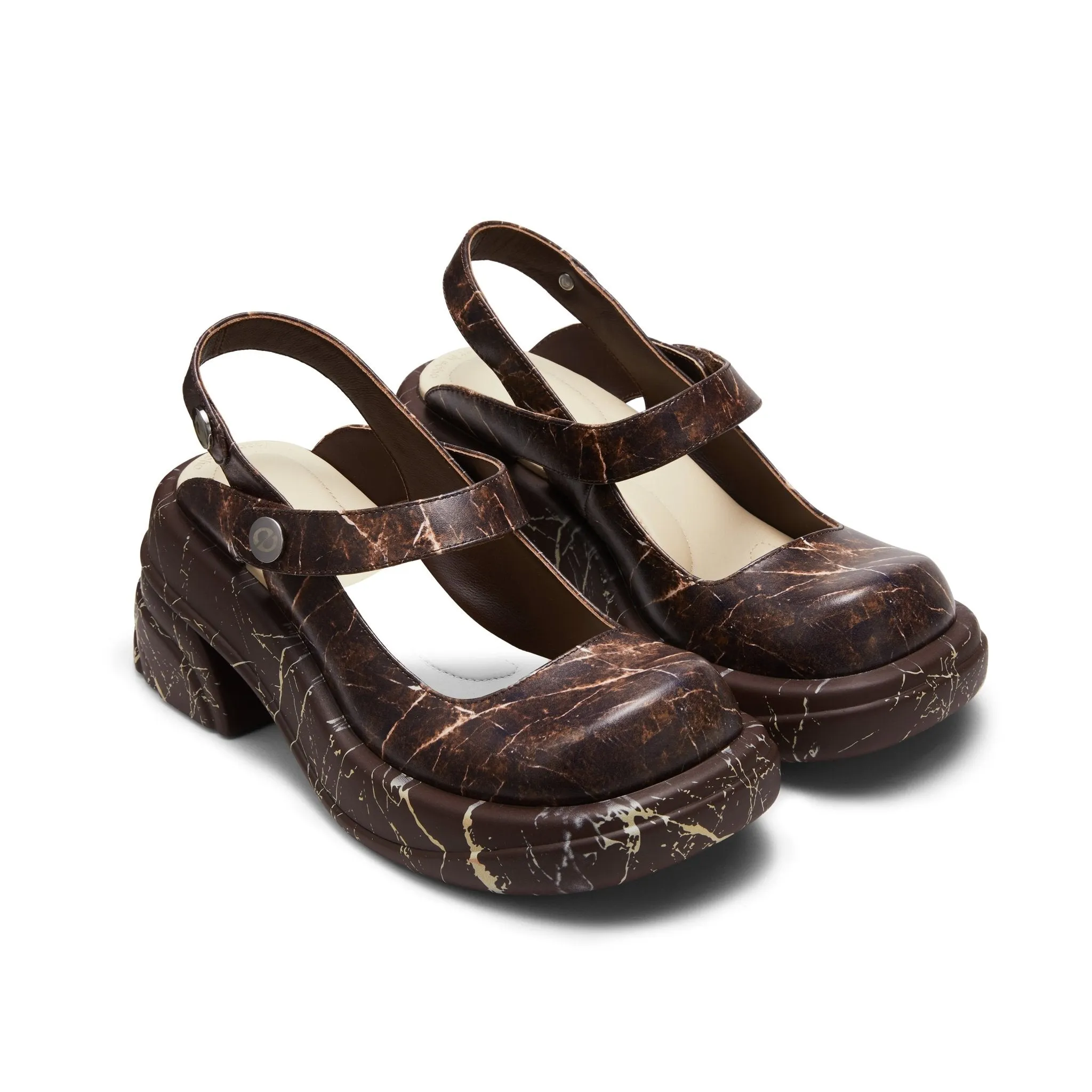 Brown Round Toe Heels Mary Jane