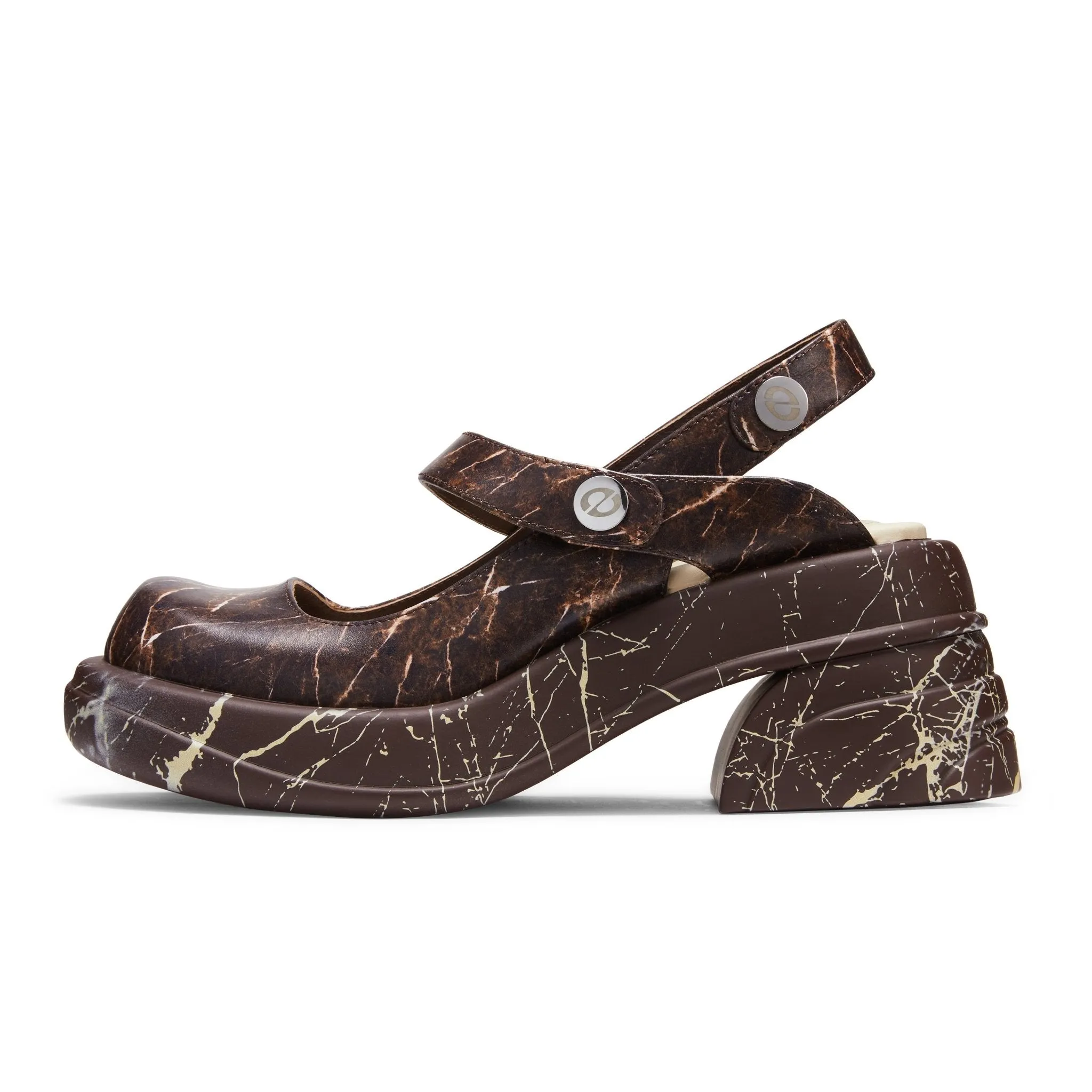 Brown Round Toe Heels Mary Jane