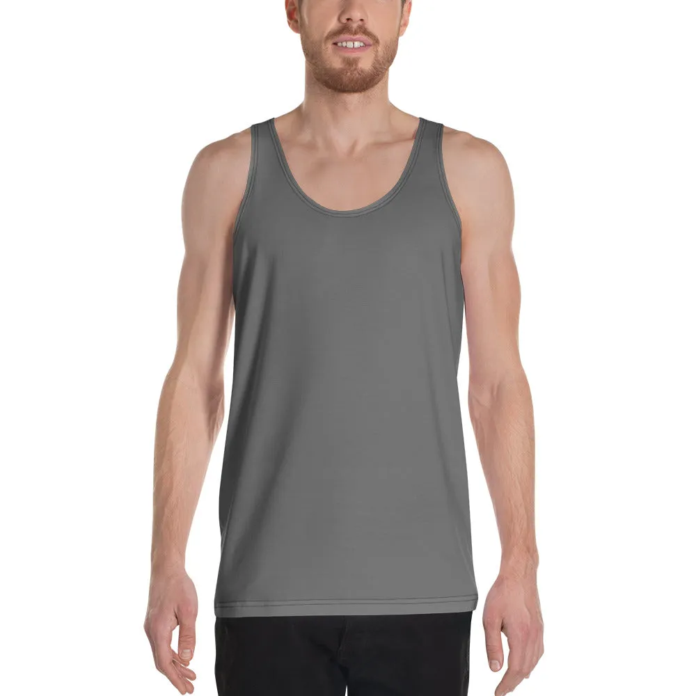 Gray Unisex Tank Top, Dark Gray Solid Color Print Premium Men's Tank Top-Made in USA