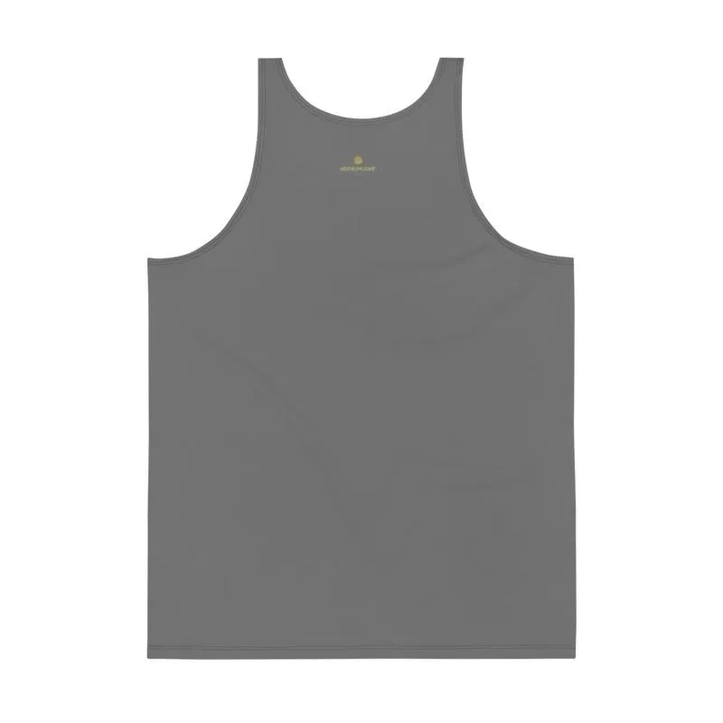 Gray Unisex Tank Top, Dark Gray Solid Color Print Premium Men's Tank Top-Made in USA