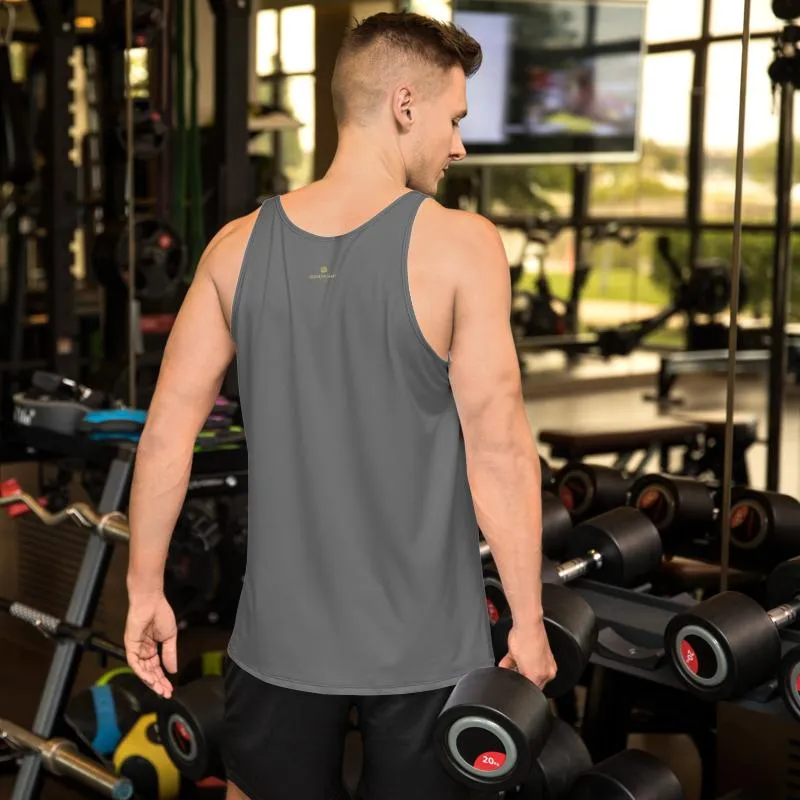 Gray Unisex Tank Top, Dark Gray Solid Color Print Premium Men's Tank Top-Made in USA