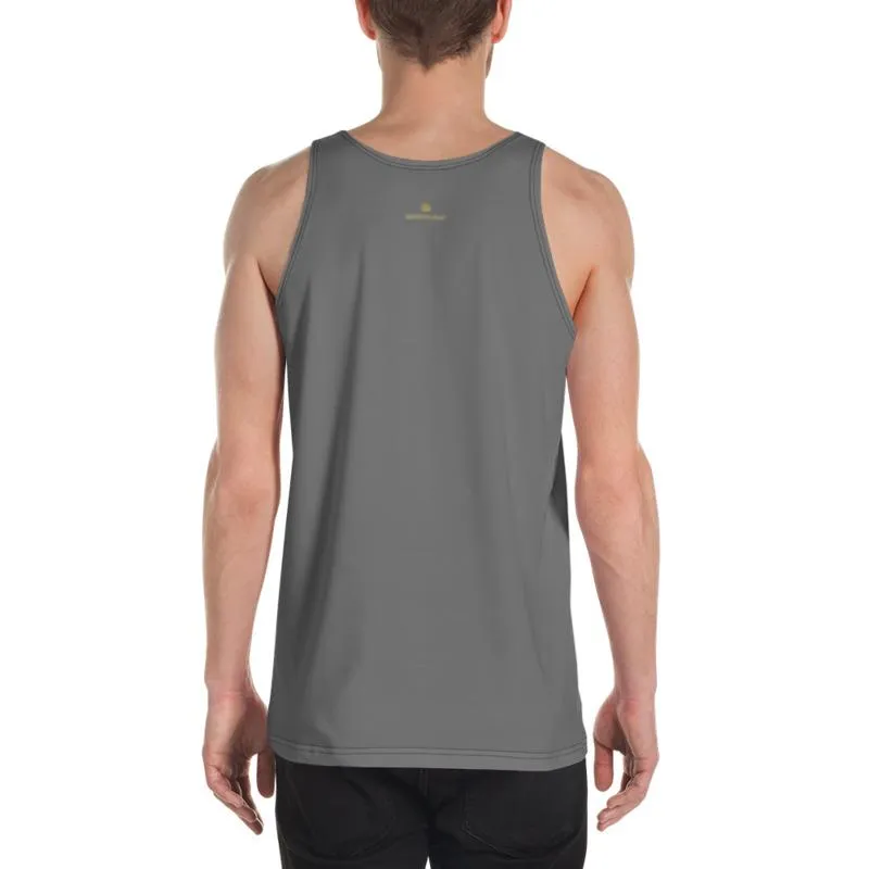Gray Unisex Tank Top, Dark Gray Solid Color Print Premium Men's Tank Top-Made in USA