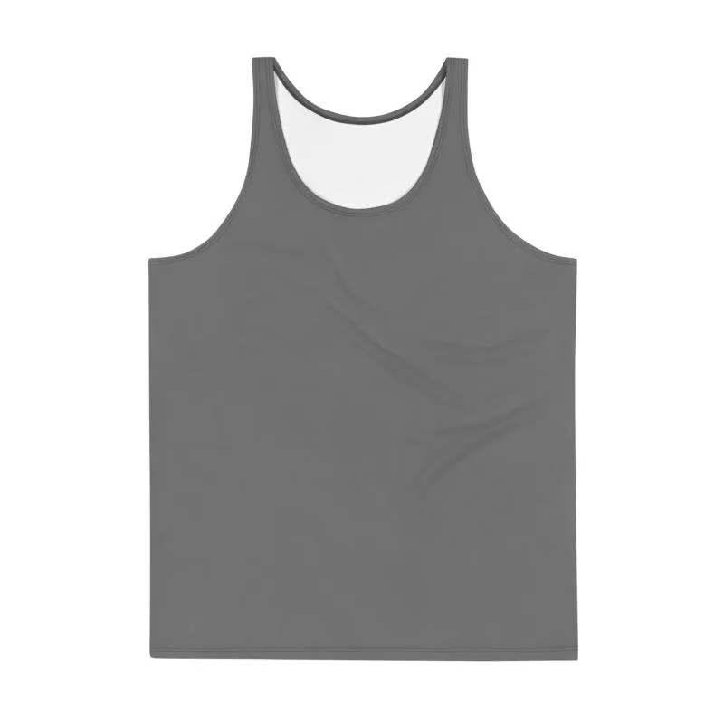 Gray Unisex Tank Top, Dark Gray Solid Color Print Premium Men's Tank Top-Made in USA