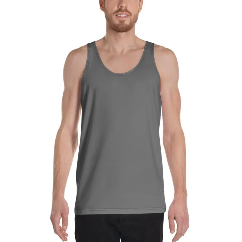 Gray Unisex Tank Top, Dark Gray Solid Color Print Premium Men's Tank Top-Made in USA