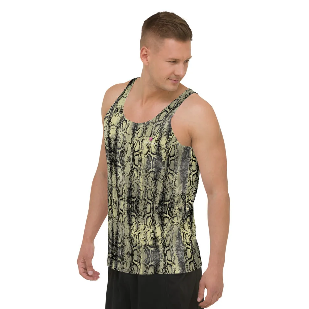 Green Python Best Tank Top, Snake Skin Print Premium Best Men's Tank Tops - Made in USA/EU/MX