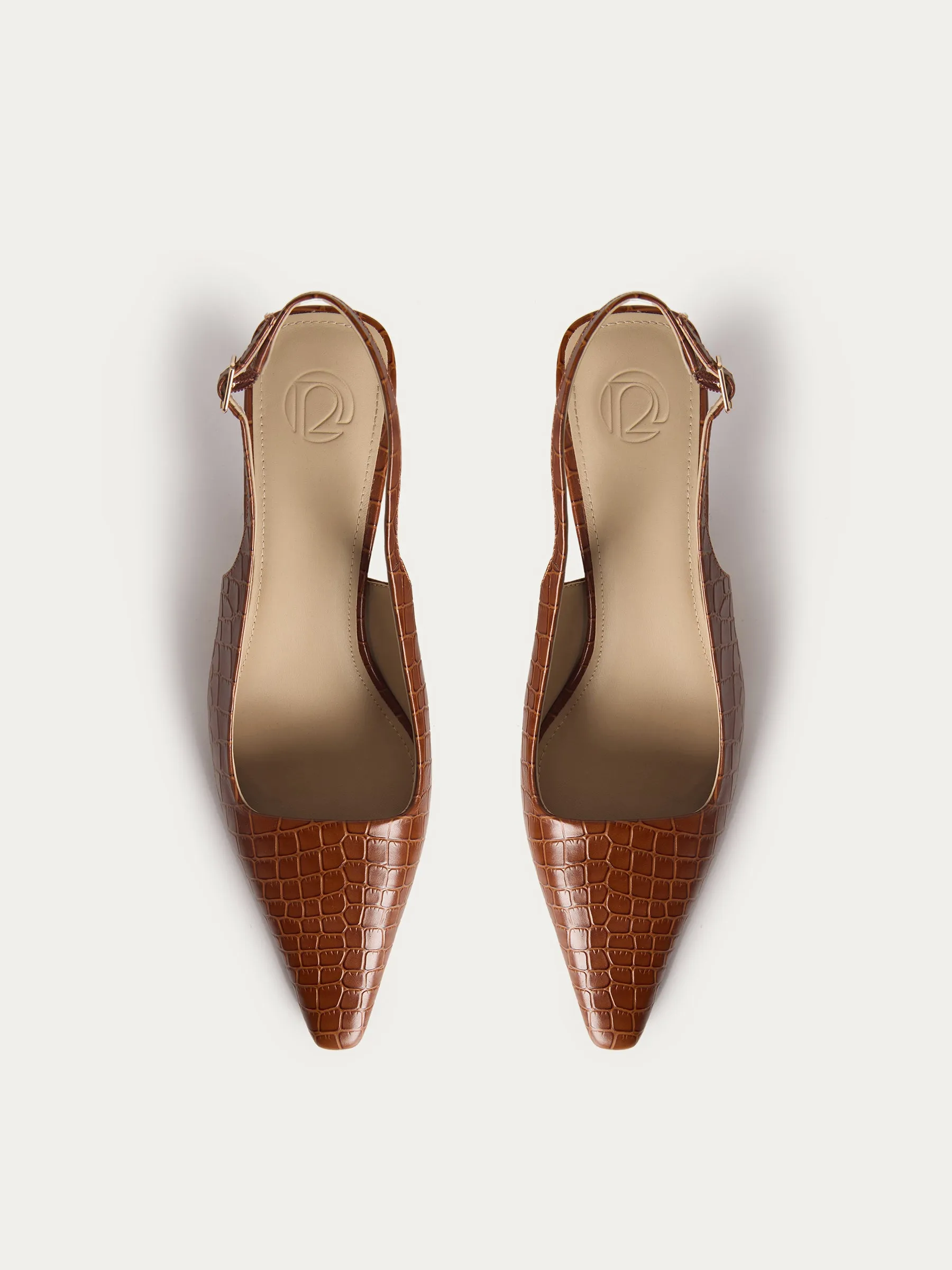 Leather slingback pumps