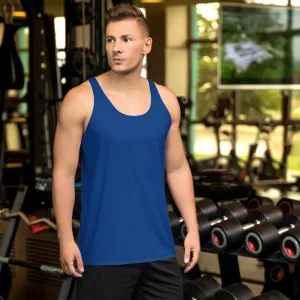 Navy Blue Solid Color Tanks, Blue Print Premium Unisex Tank Top For Men/ Women- Made in USA