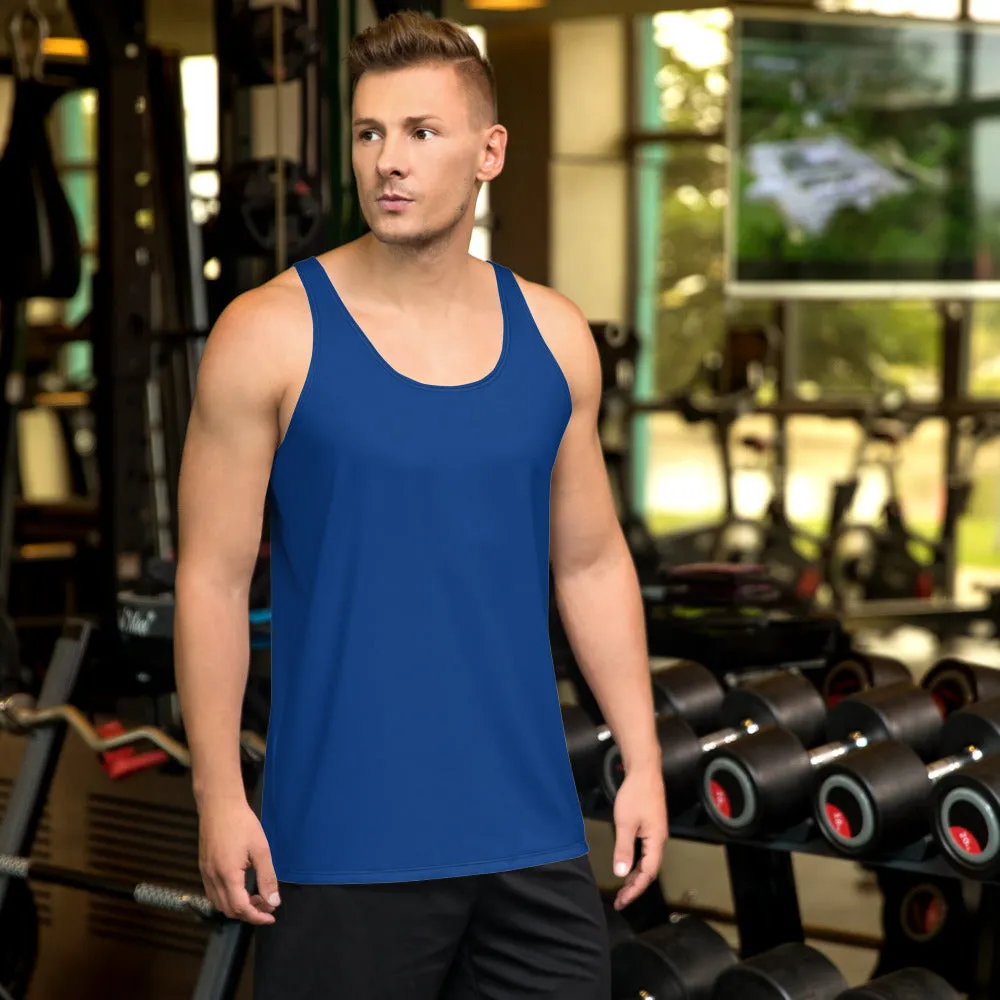 Navy Blue Solid Color Tanks, Blue Print Premium Unisex Tank Top For Men/ Women- Made in USA