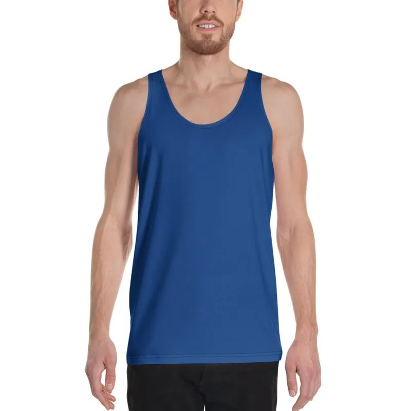 Navy Blue Solid Color Tanks, Blue Print Premium Unisex Tank Top For Men/ Women- Made in USA