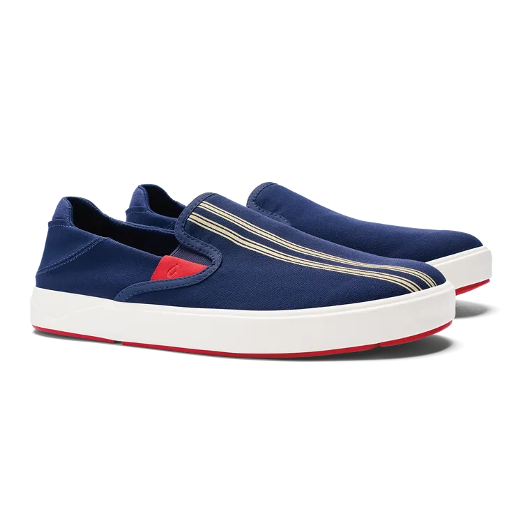 OluKai Lae'ahi Navy / Stripe Men’s Breathable Slip-On Shoes