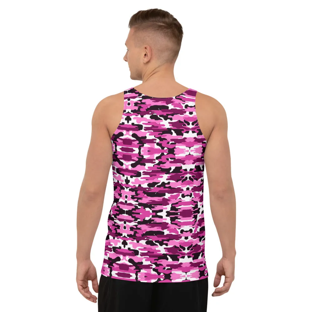Pink Camo Unisex Tank Top, Camouflage Army Military Printed Men's or Women's Tank Tops-Made in USA/EU