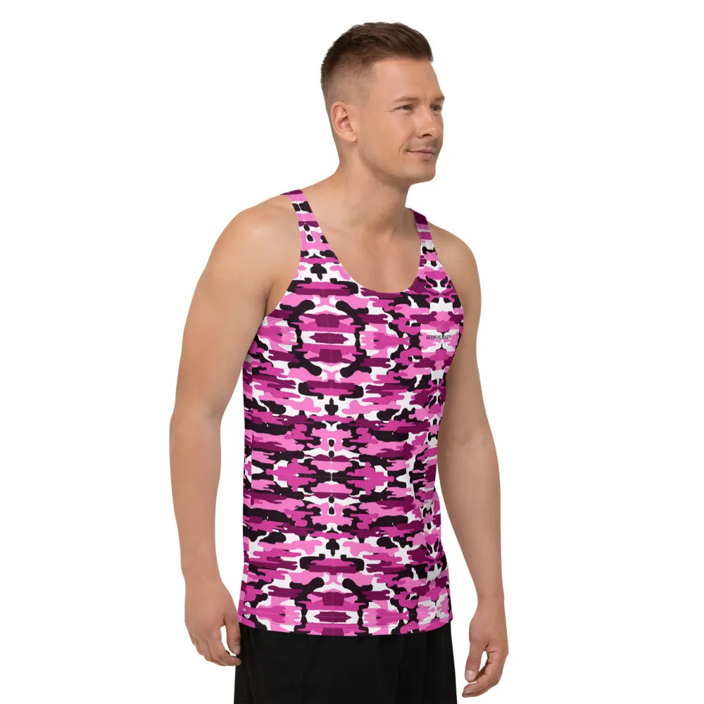 Pink Camo Unisex Tank Top, Camouflage Army Military Printed Men's or Women's Tank Tops-Made in USA/EU