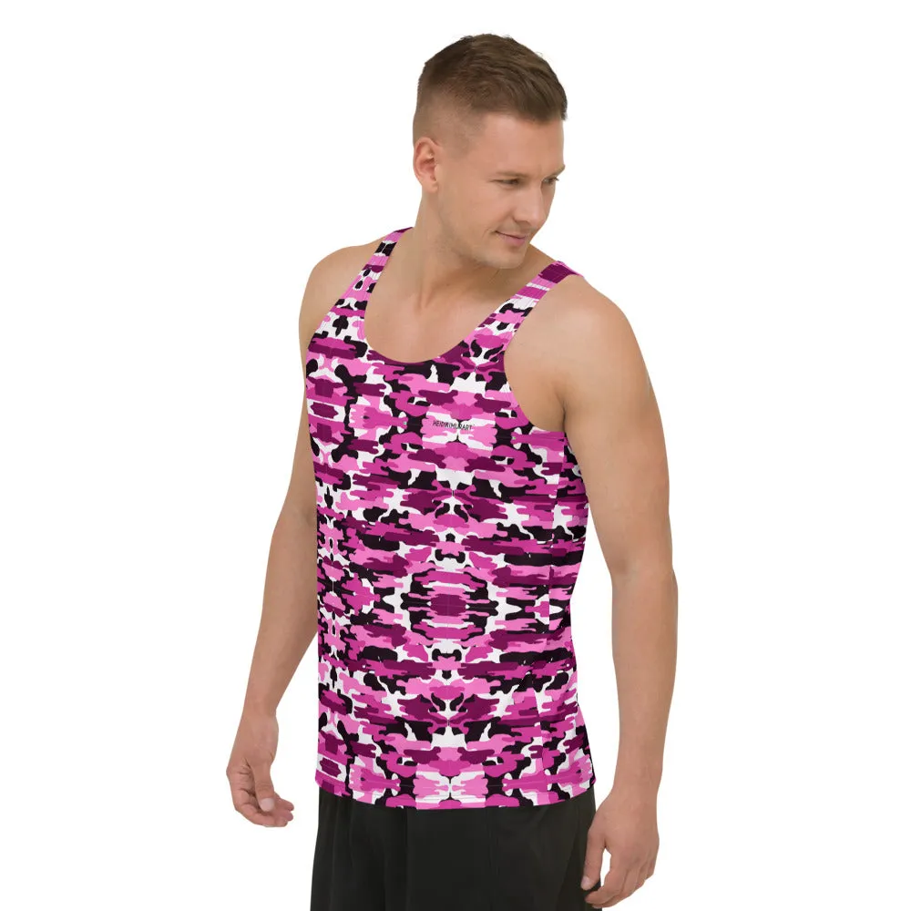 Pink Camo Unisex Tank Top, Camouflage Army Military Printed Men's or Women's Tank Tops-Made in USA/EU
