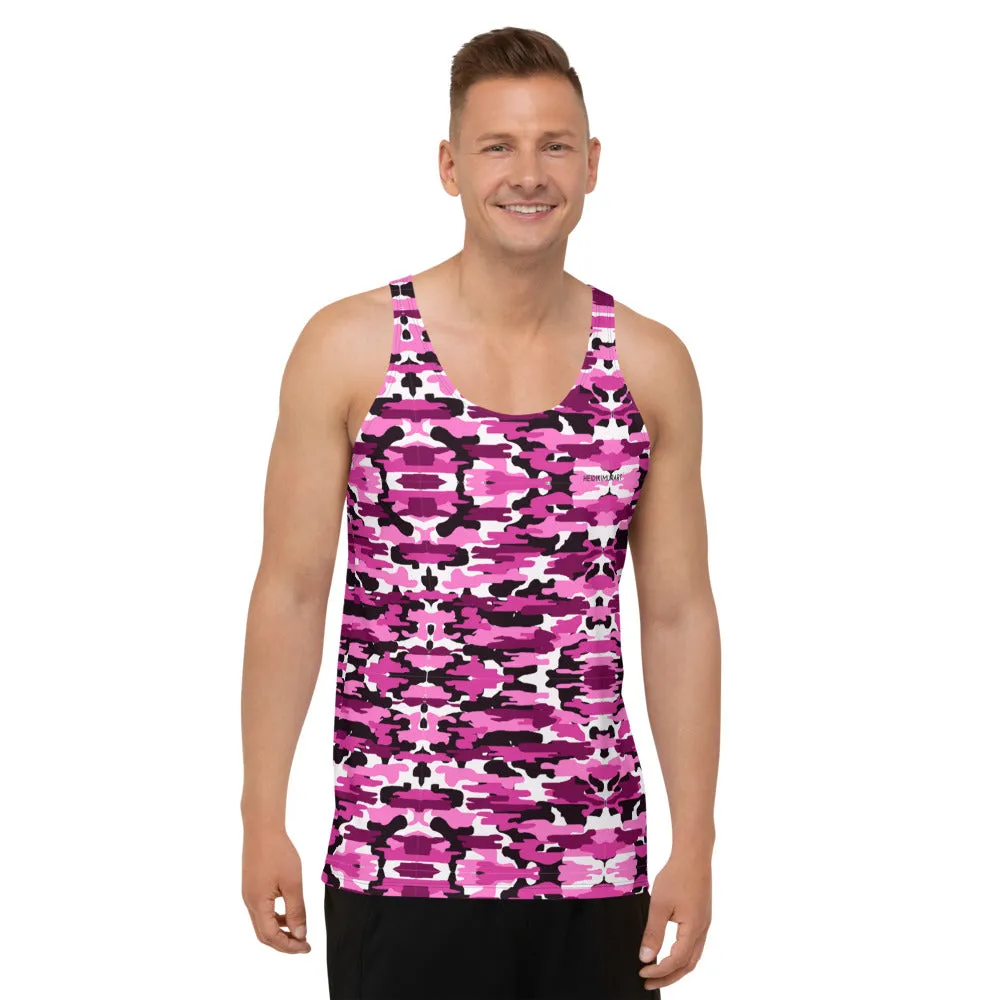 Pink Camo Unisex Tank Top, Camouflage Army Military Printed Men's or Women's Tank Tops-Made in USA/EU