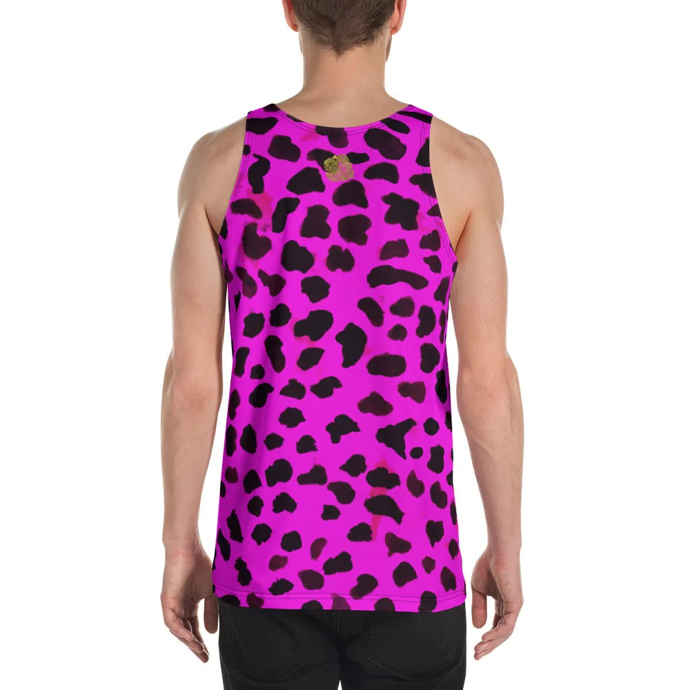 Pink Cow Print Tank Top, Animal Print Stylish Men's Unisex Tank Top - Made in USA (US Size: XS-2XL)