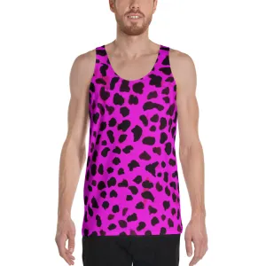 Pink Cow Print Tank Top, Animal Print Stylish Men's Unisex Tank Top - Made in USA (US Size: XS-2XL)
