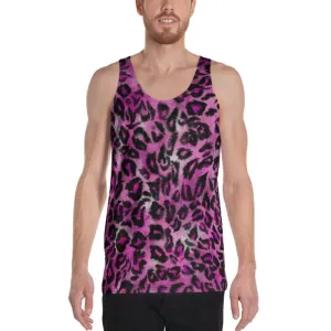 Pink Leopard Men's Tank, Sexy Animal Print Premium Best Unisex Tank Top-Made in USA/EU