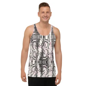 Pink Snake Print Tank Top, Best Designer Snake Skin Printed Men's or Women's Tank Tops-Made in USA/EU