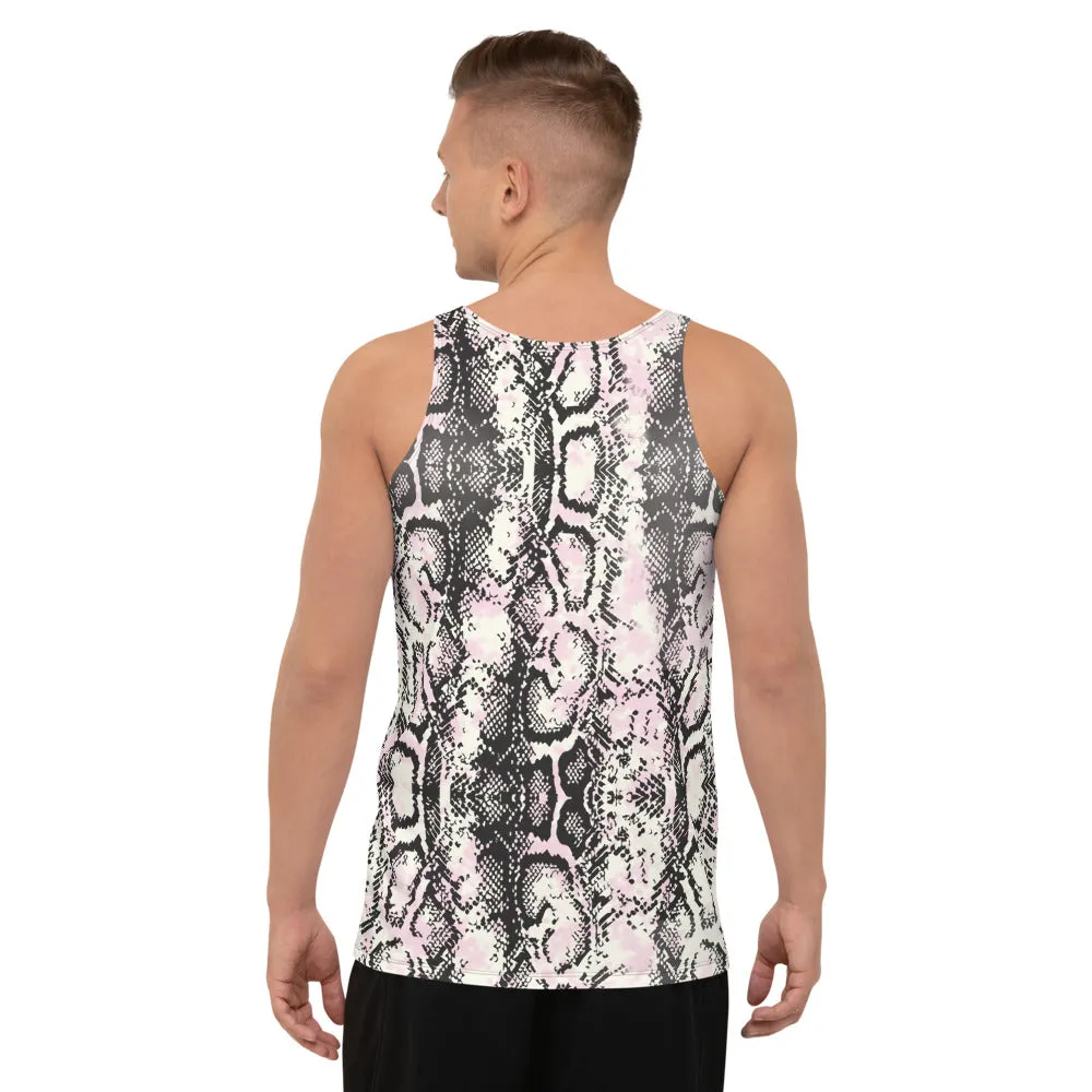Pink Snake Print Tank Top, Best Designer Snake Skin Printed Men's or Women's Tank Tops-Made in USA/EU