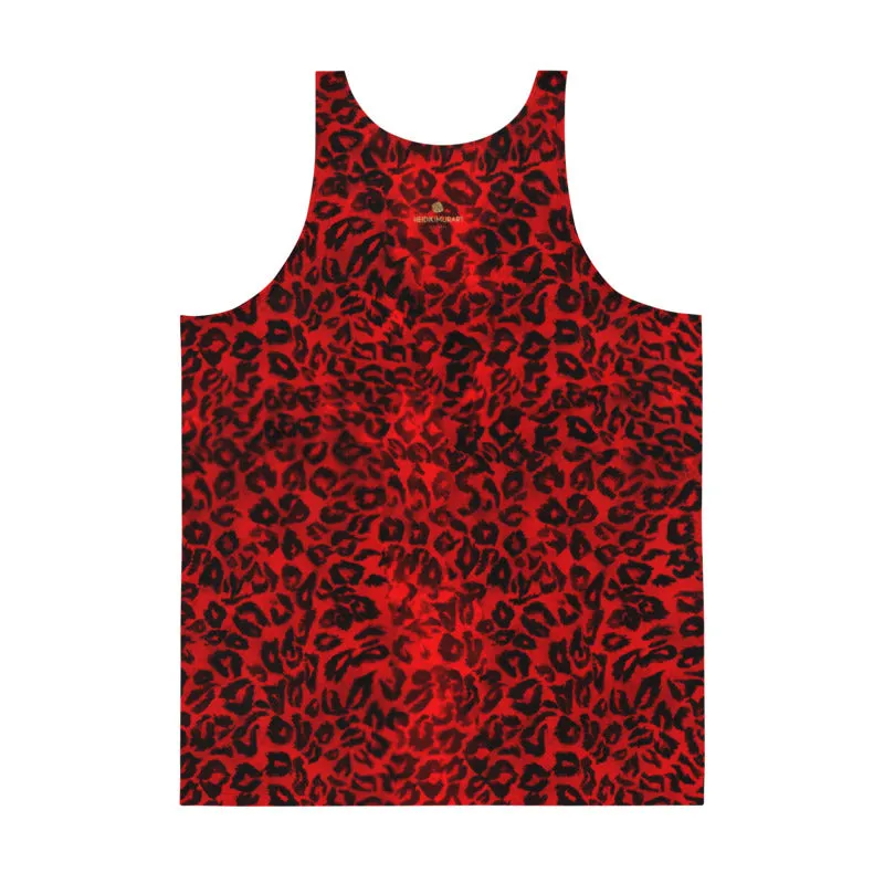 Red Leopard Tank, Cool Leopard Animal Print Premium Unisex Men's/ Women's Tank Top -Made in USA/EU