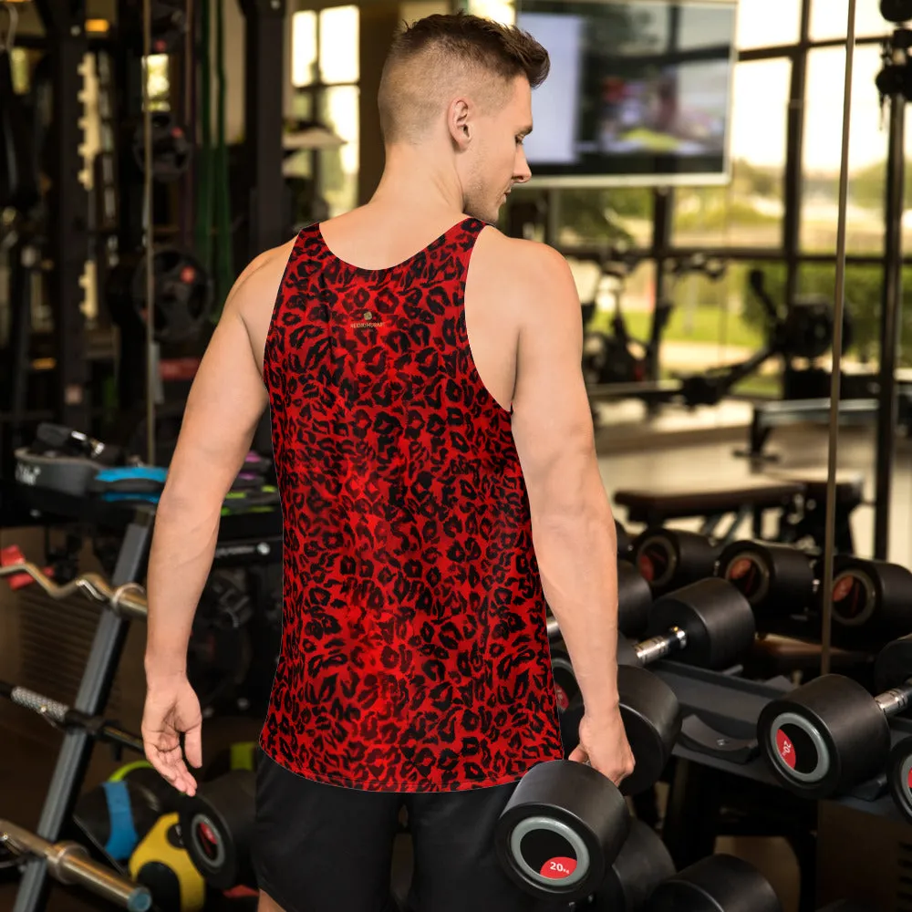 Red Leopard Tank, Cool Leopard Animal Print Premium Unisex Men's/ Women's Tank Top -Made in USA/EU