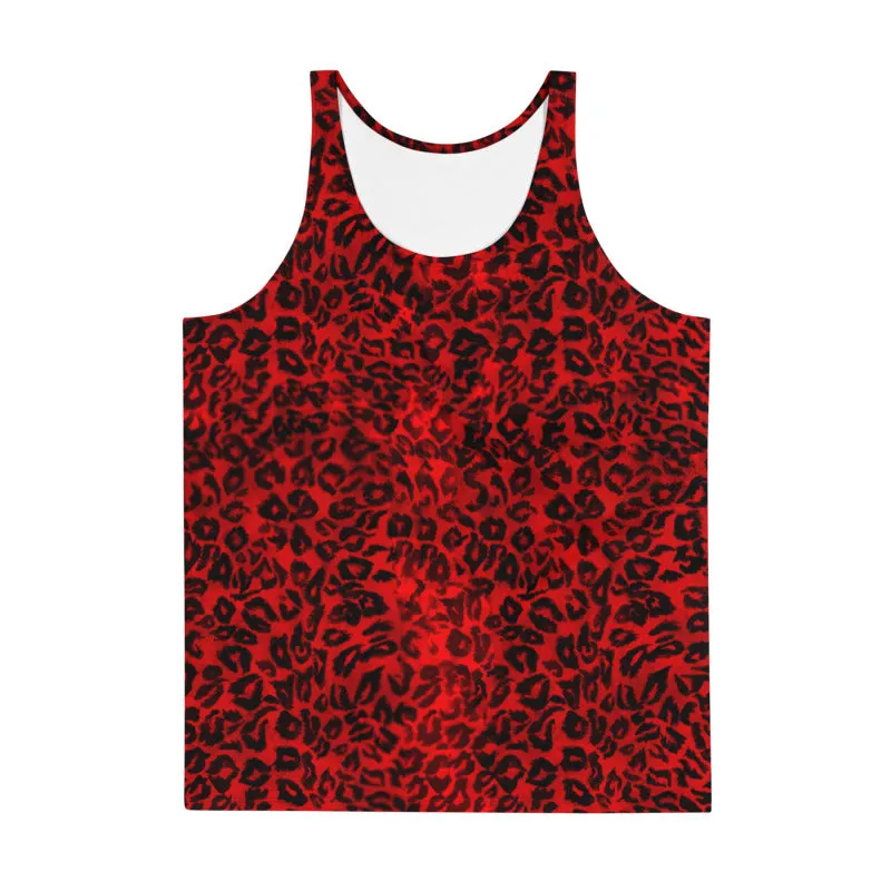 Red Leopard Tank, Cool Leopard Animal Print Premium Unisex Men's/ Women's Tank Top -Made in USA/EU