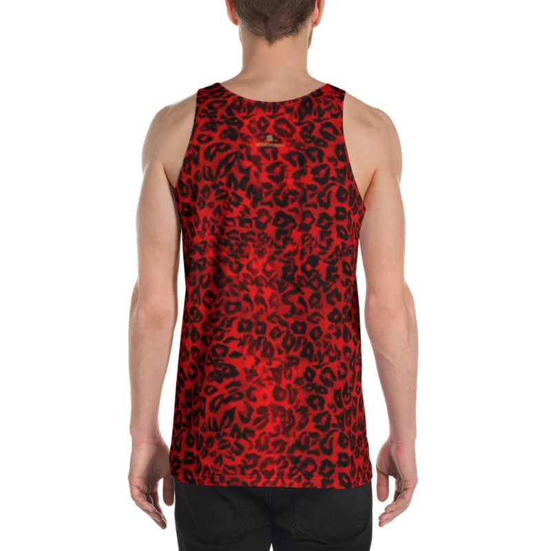 Red Leopard Tank, Cool Leopard Animal Print Premium Unisex Men's/ Women's Tank Top -Made in USA/EU