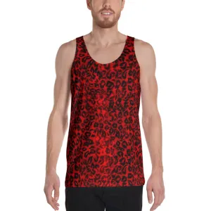 Red Leopard Tank, Cool Leopard Animal Print Premium Unisex Men's/ Women's Tank Top -Made in USA/EU