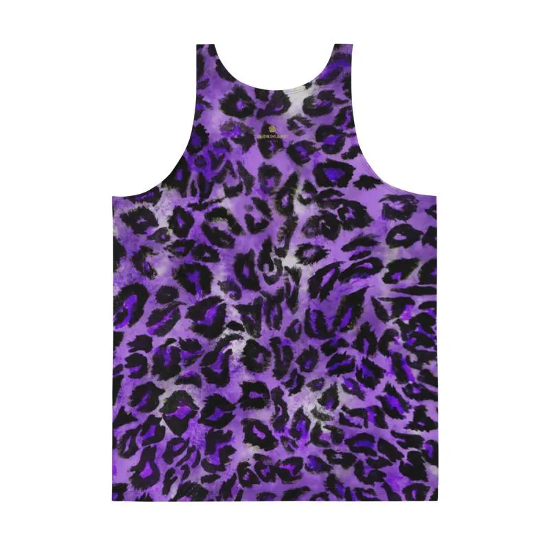 Royal Purple Leopard Print Tank, Mens Womens Premium Unisex Tank Top- Made in USA