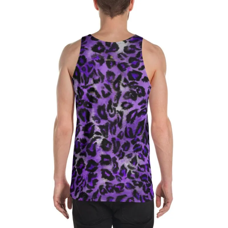 Royal Purple Leopard Print Tank, Mens Womens Premium Unisex Tank Top- Made in USA