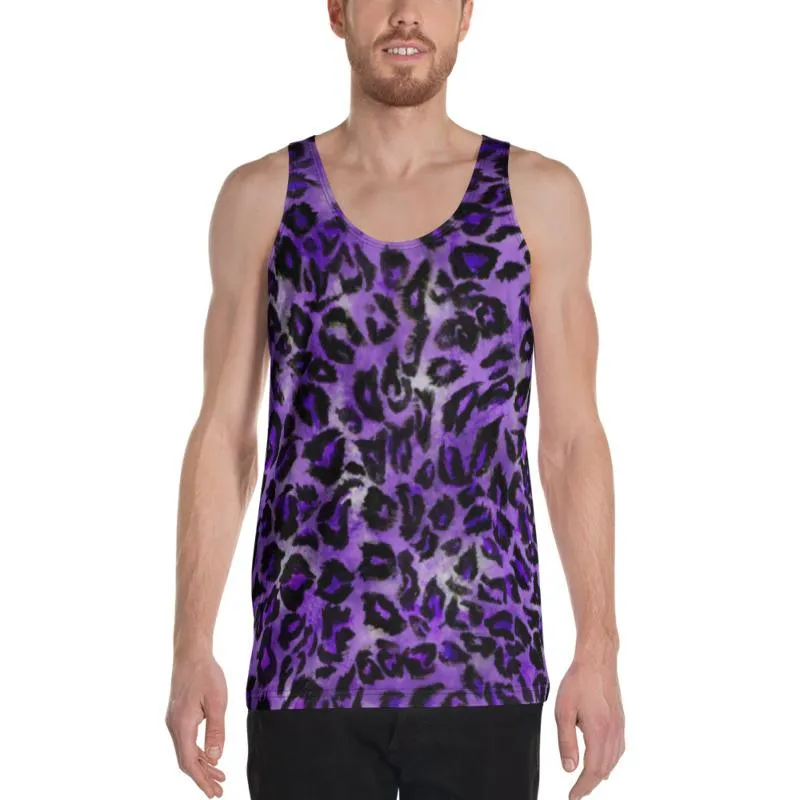 Royal Purple Leopard Print Tank, Mens Womens Premium Unisex Tank Top- Made in USA