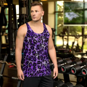 Royal Purple Leopard Print Tank, Mens Womens Premium Unisex Tank Top- Made in USA