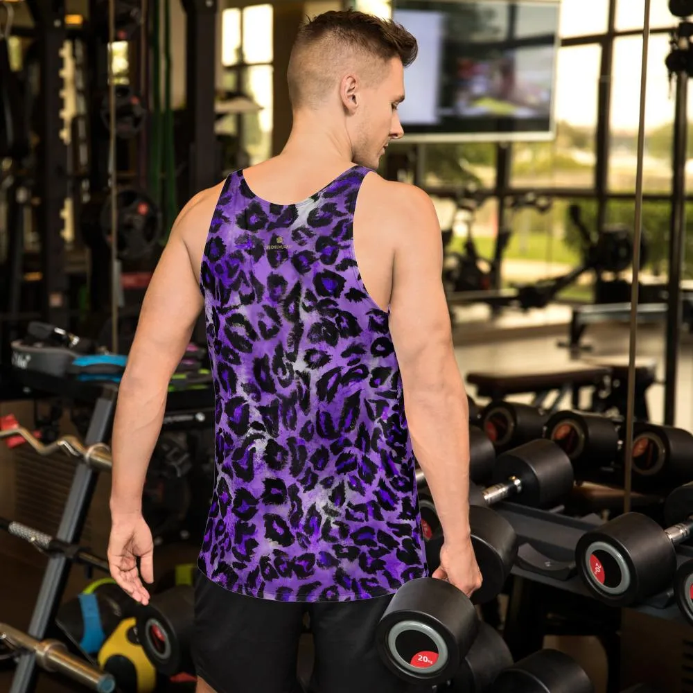 Royal Purple Leopard Print Tank, Mens Womens Premium Unisex Tank Top- Made in USA