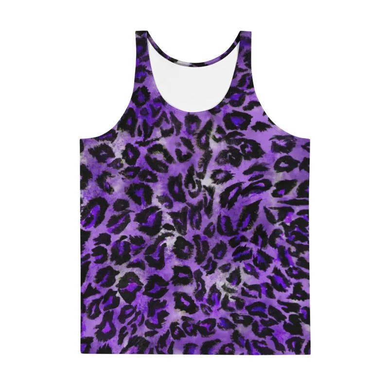 Royal Purple Leopard Print Tank, Mens Womens Premium Unisex Tank Top- Made in USA