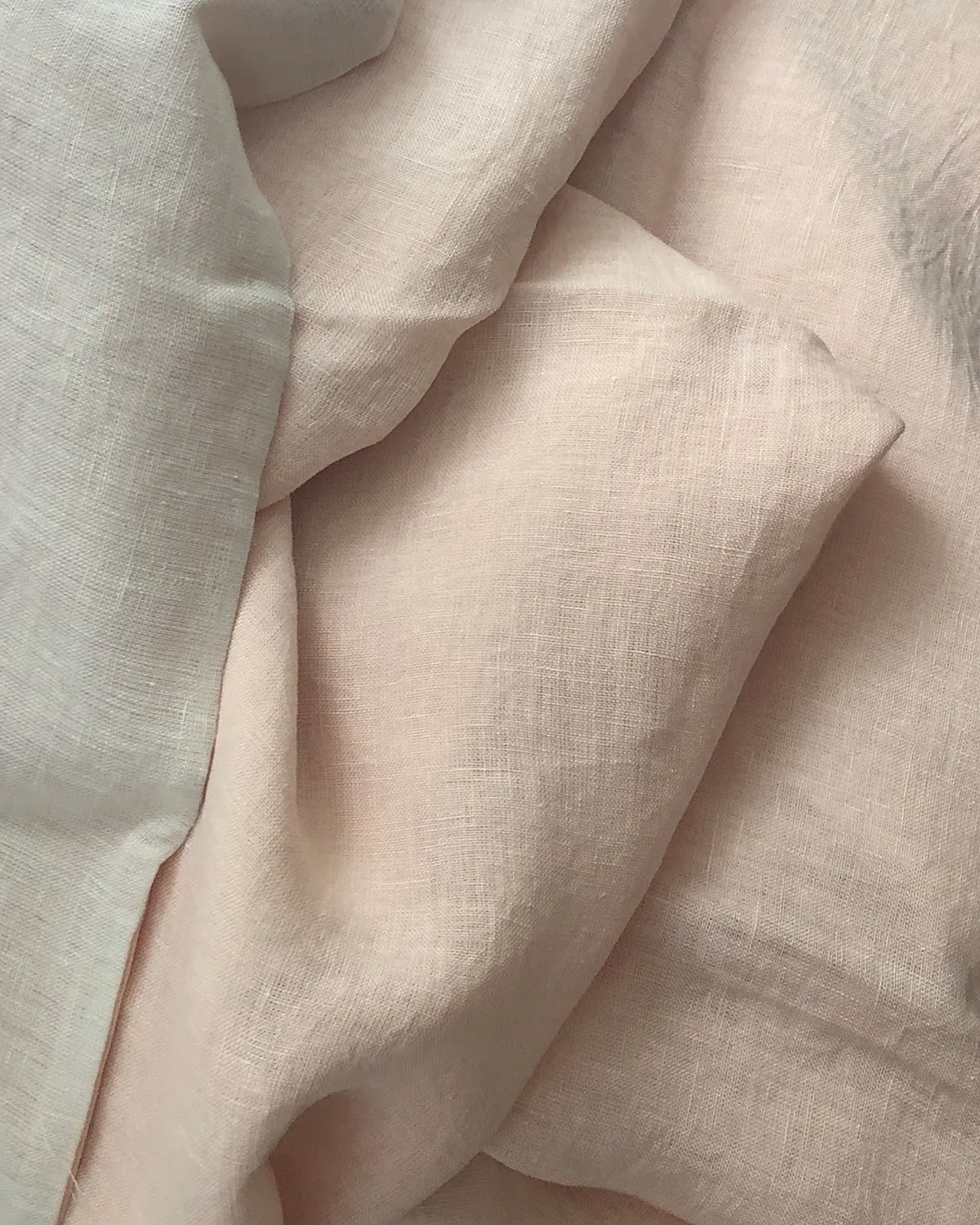 Two Tone Linen Duvet Cover - Peach/Chalk