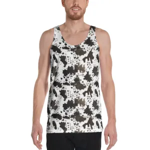 White Brown Cow Tank Top, Cow Spots Animal Print Unisex Premium Quality Luxury Men's Tank Top-Made in USA/EU